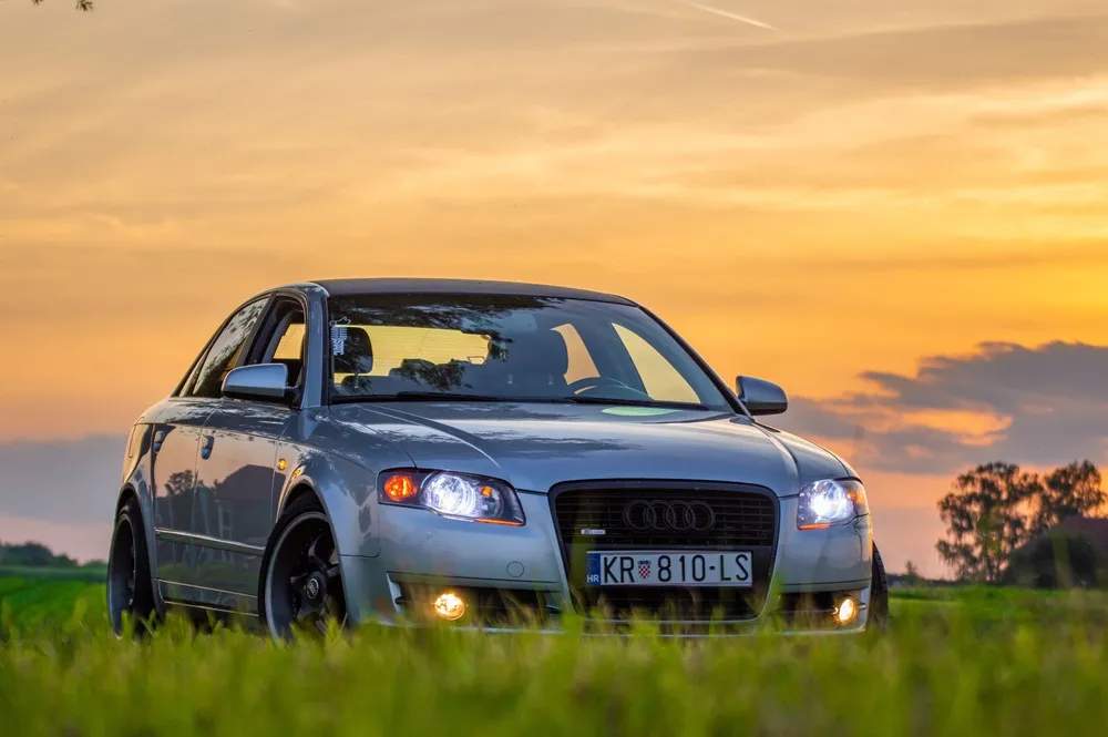 Audi A4 at sunset