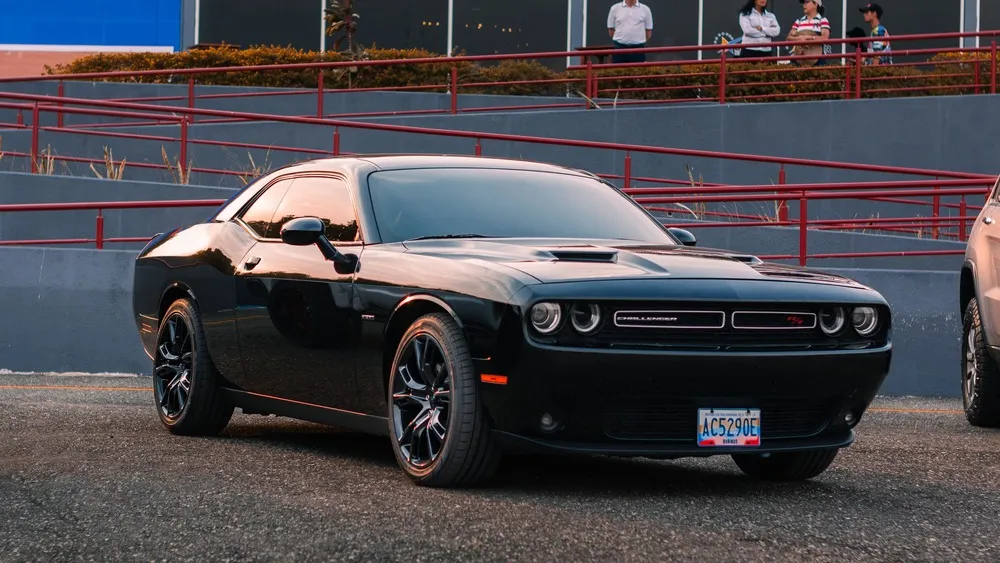 Dodge Challenger parked at a viewpoint