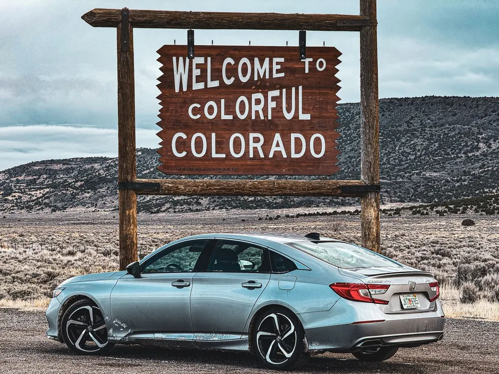 Honda Accord at the Colorado state line