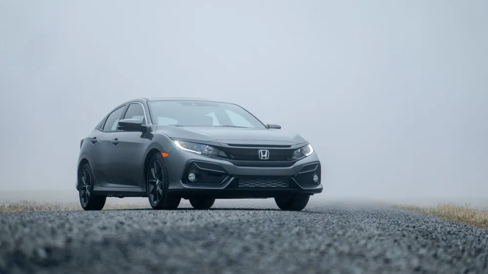 Honda Civic on a wet road