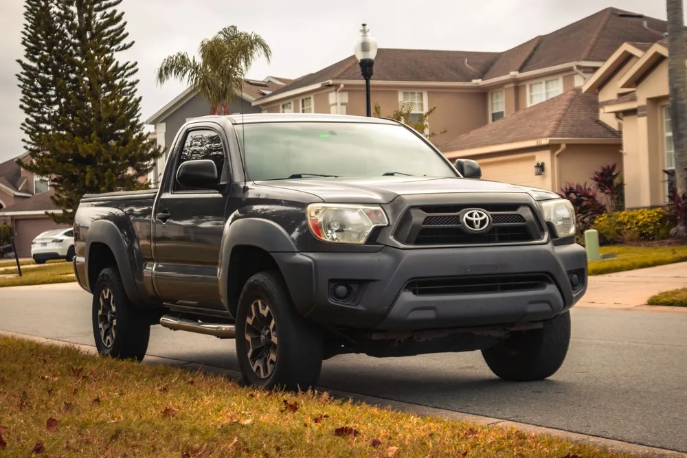 Toyota Tacoma in a neighborhood