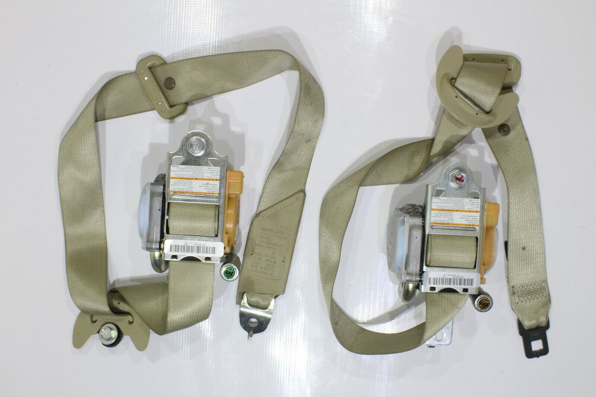 2014-2017 Acura MDX Base Driver and Passenger Seat Belt Set, Tan, Genuine OEM, photo 2