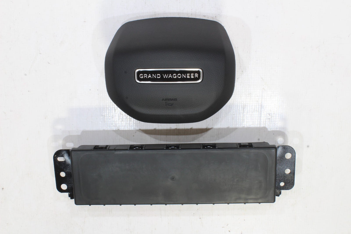 2022-2025 Jeep Grand Wagoneer Driver Side Wheel and Knee Airbag Set, Black, Genuine OEM