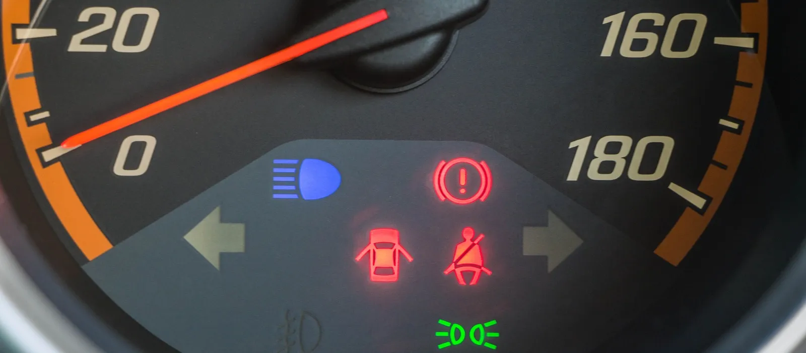 Instrument cluster with warning lights lit at key on